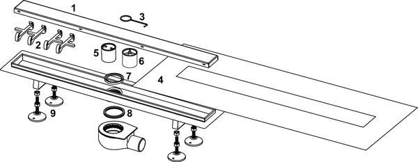 TECElinus shower channel set, flat, cover “2 in 1”, with membrane odour trap - 3
