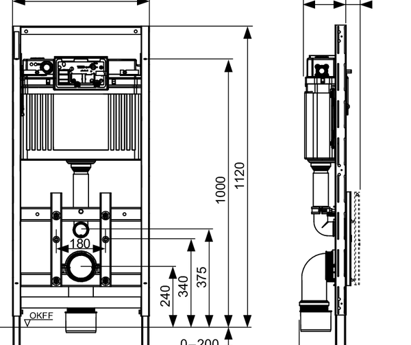 TECElux moduł WC 100, wysokość zabudowy 1120 mm - 2
