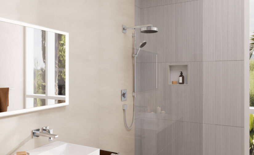 Rainfinity Zestaw prysznicowy 130 3jet z drążkiem S Puro 90 cm PushSlider i tekstylnym wężem Designflex 160 cm - 2