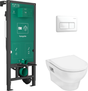 GladeLake S Zestaw stelaż podtynkowy iFrame z przyciskiem iFrame Original Q i miską WC GladeLake z deską WC