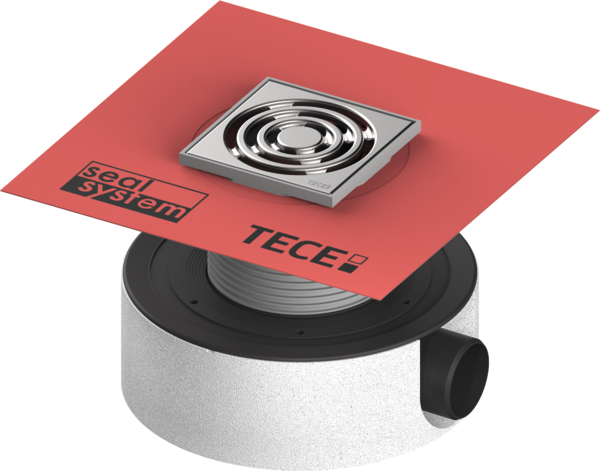 TECEdrainpoint S 114 Ablaufset superflach mit werkseitig angebrachter Seal System Dichtmanschette