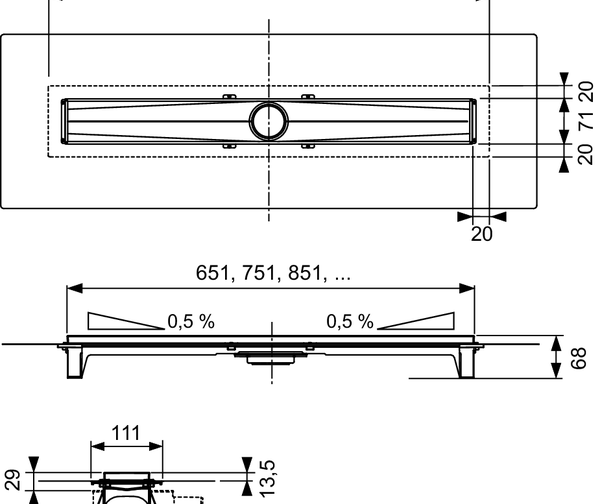 TECEdrainline-Evo Duschrinne, 900 mm - 2