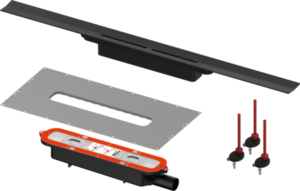 TECEdrainprofile shower profile set with black surface, Black, Brushed, 1000 mm
