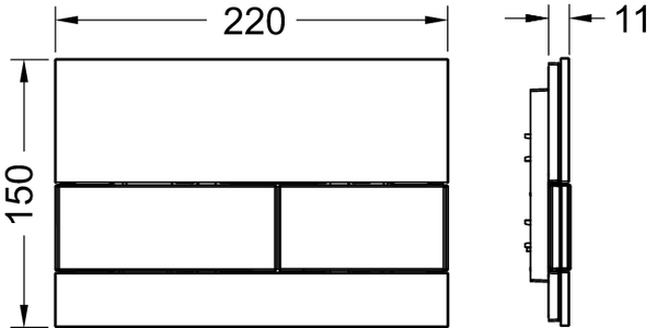 TECEsquare przycisk spłukujący do WC ze szkła, spłukiwanie dwoma ilościami wody, szkło czarne połysk, przyciski czarne połysk - 2