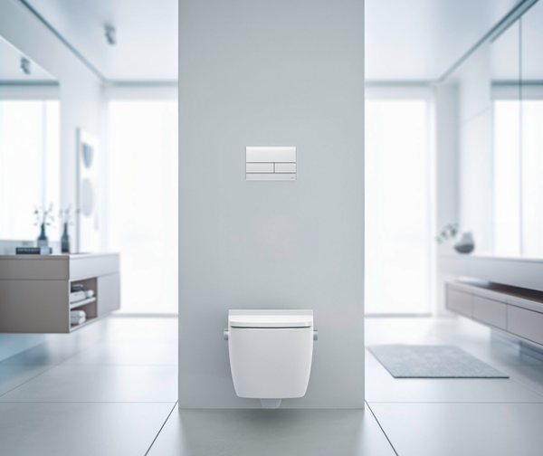 TECEsquare II przycisk spłukujący do WC ze szkła, spłukiwanie dwoma ilościami wody, szkło białe satynowe - 5