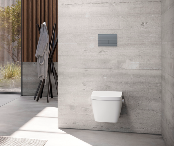 TECEsquare II przycisk spłukujący do WC ze szkła, spłukiwanie dwoma ilościami wody, szkło białe satynowe - 6