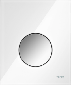 TECEloop przycisk spłukujący do pisuaru U 1 z kartuszem, szkło, szkło białe połysk, przycisk chrom połysk