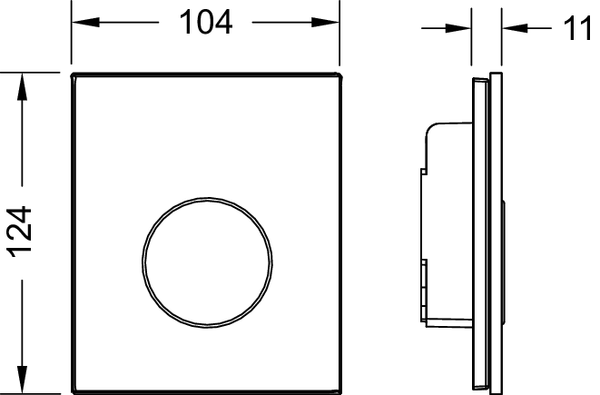 TECEloop przycisk spłukujący do pisuaru U 1 z kartuszem, szkło, szkło białe połysk, przycisk chrom połysk - 2