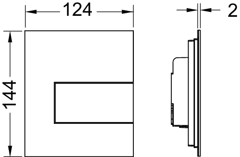TECEsquare przycisk spłukujący do pisuaru U 1 z kartuszem, metal, chrom połysk - 2