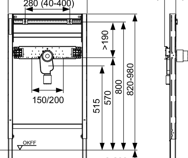TECEprofil washstand module with concealed odour trap, installation height 820-980&nbsp;mm - 2