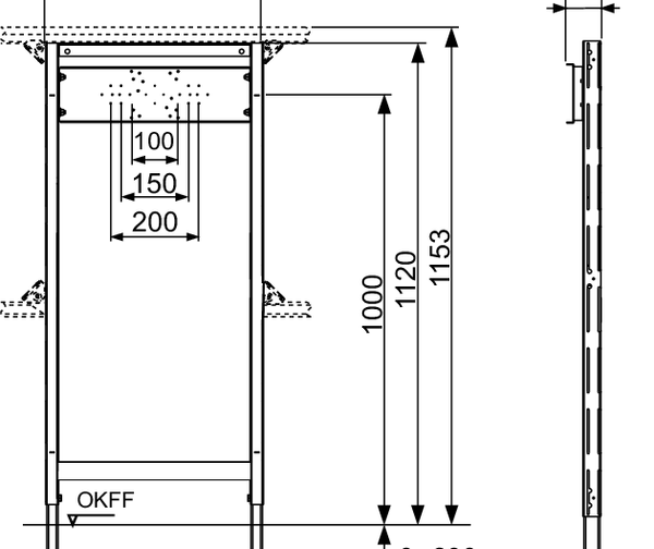TECEprofil bath/shower module for flush-mounted and wall-mounted fittings, installation height 1120 mm - 2