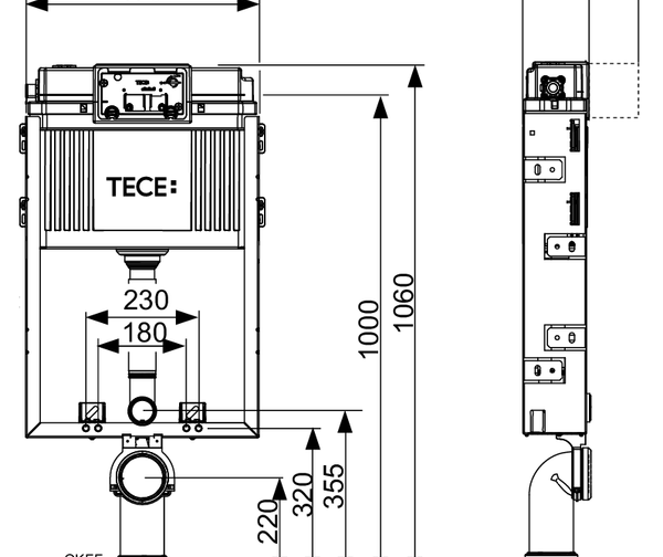 TECEbox stelaż WC ze spłuczką Uni, wysokość montażowa 1060 mm - 2