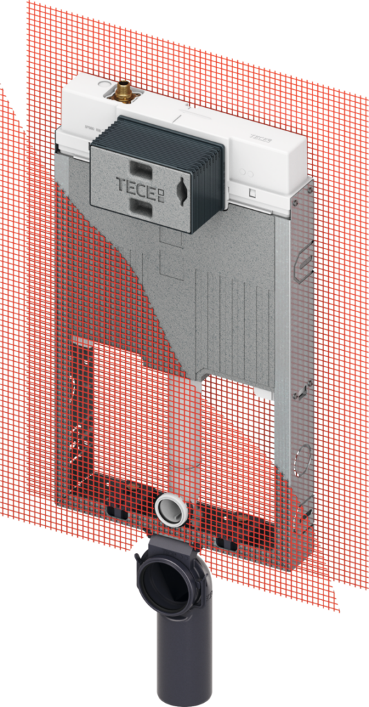 TECEbox toilet module with Octa II cistern, 8 cm, for wall-hung toilet, installation height 1075 mm