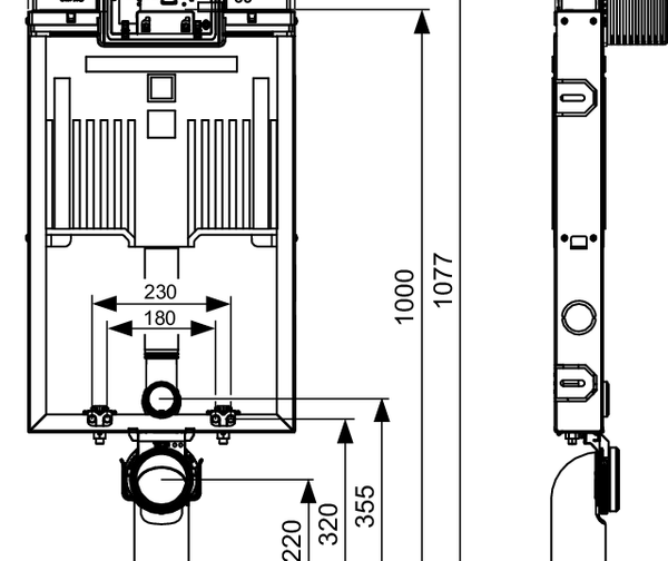 TECEbox toilet module with Octa II cistern, 8 cm, for wall-hung toilet, installation height 1075 mm - 2