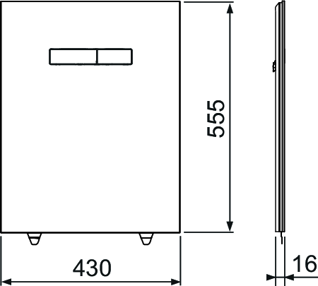 TECElux glass facing with manual actuation unit, Polished white glass, bright chrome buttons - 2