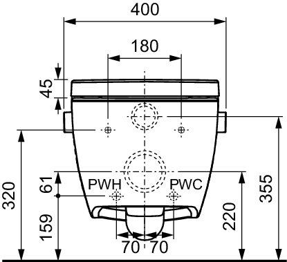 TECEone set, hot/cold water and CLASSIC seat/cover - 3